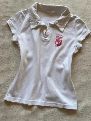 Weißes Vintage Polo Kurzarm T-Shirt