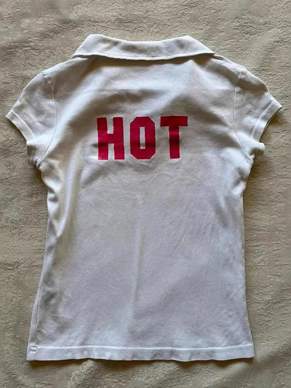 Weißes Vintage Polo Kurzarm T-Shirt