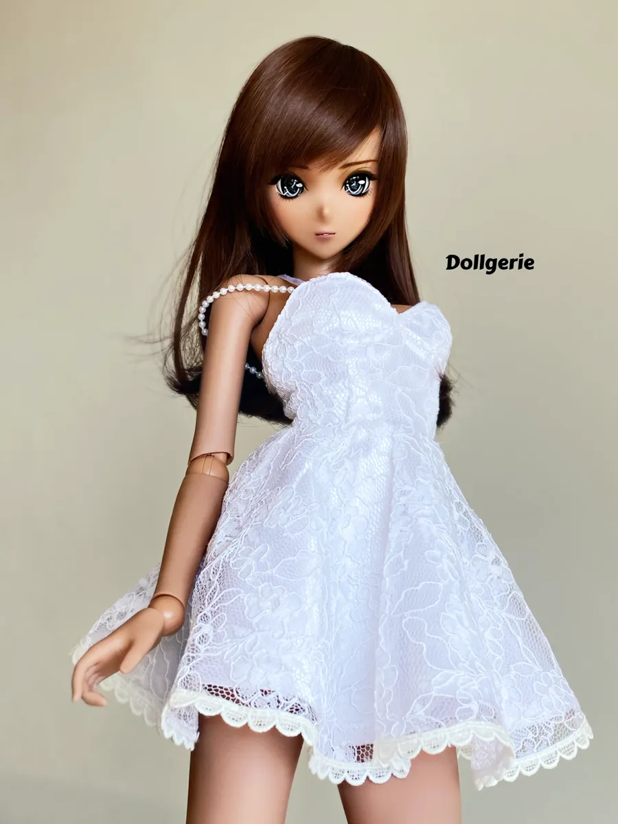White Lace Sling Mini Dress for SmartDoll and DD