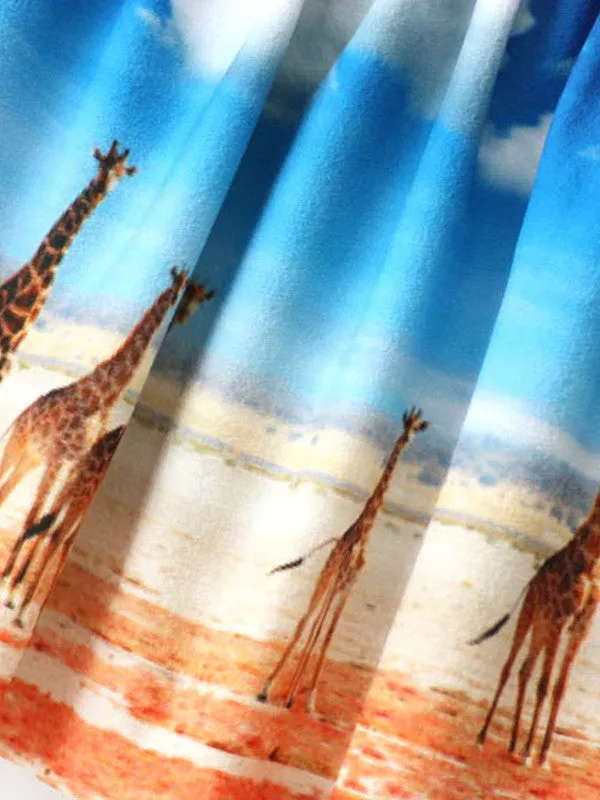 wild African scenery pocket skirt