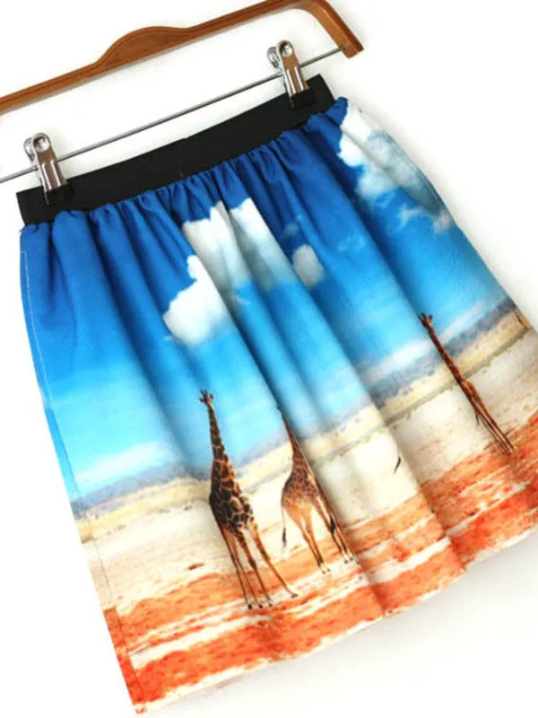 wild African scenery pocket skirt
