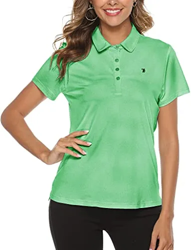 Women Golf Shirt Polo Shirt Short Sleeve Moisture Wicking T-Shirt Sport Top Wheat Green XS