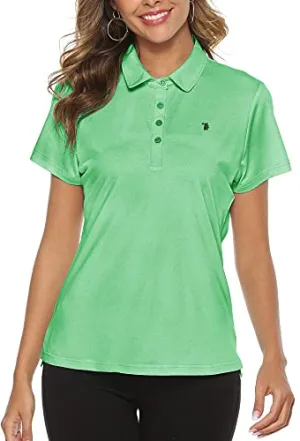 Women Golf Shirt Polo Shirt Short Sleeve Moisture Wicking T-Shirt Sport Top Wheat Green XS
