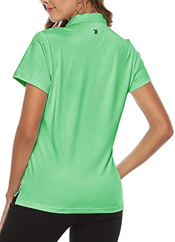 Women Golf Shirt Polo Shirt Short Sleeve Moisture Wicking T-Shirt Sport Top Wheat Green XS