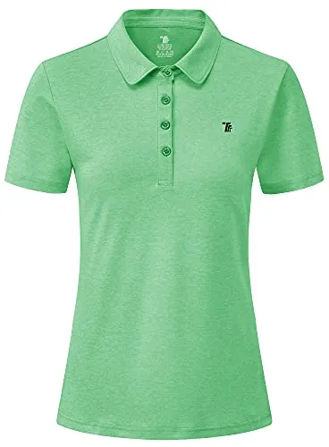 Women Golf Shirt Polo Shirt Short Sleeve Moisture Wicking T-Shirt Sport Top Wheat Green XS