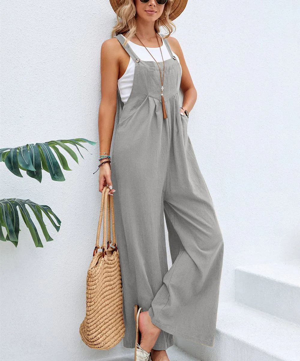 Women Long Bib Pants Overalls Casual Loose Rompers