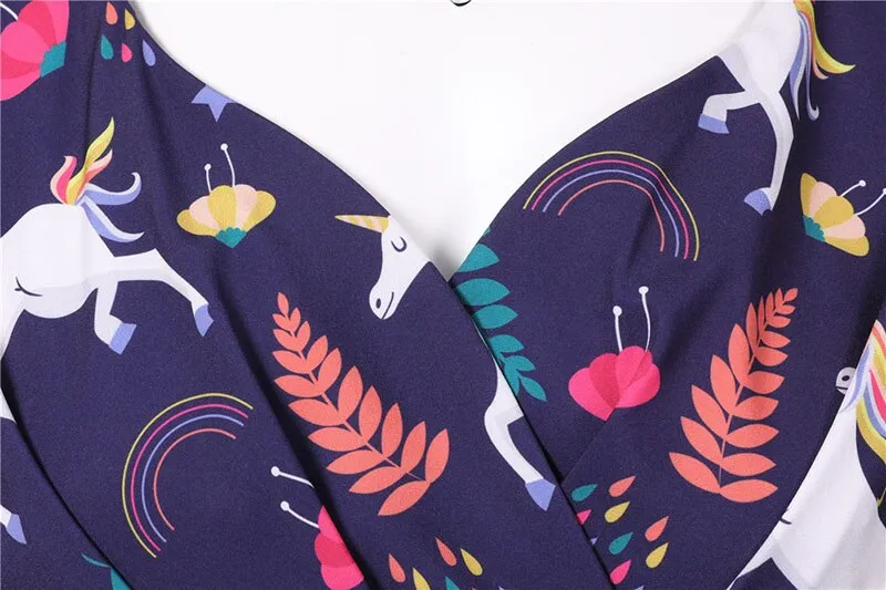 Women's Casual Sexy Elegant Retro Dress V Neck Short Sleeve High Waist Print Holiday Dress