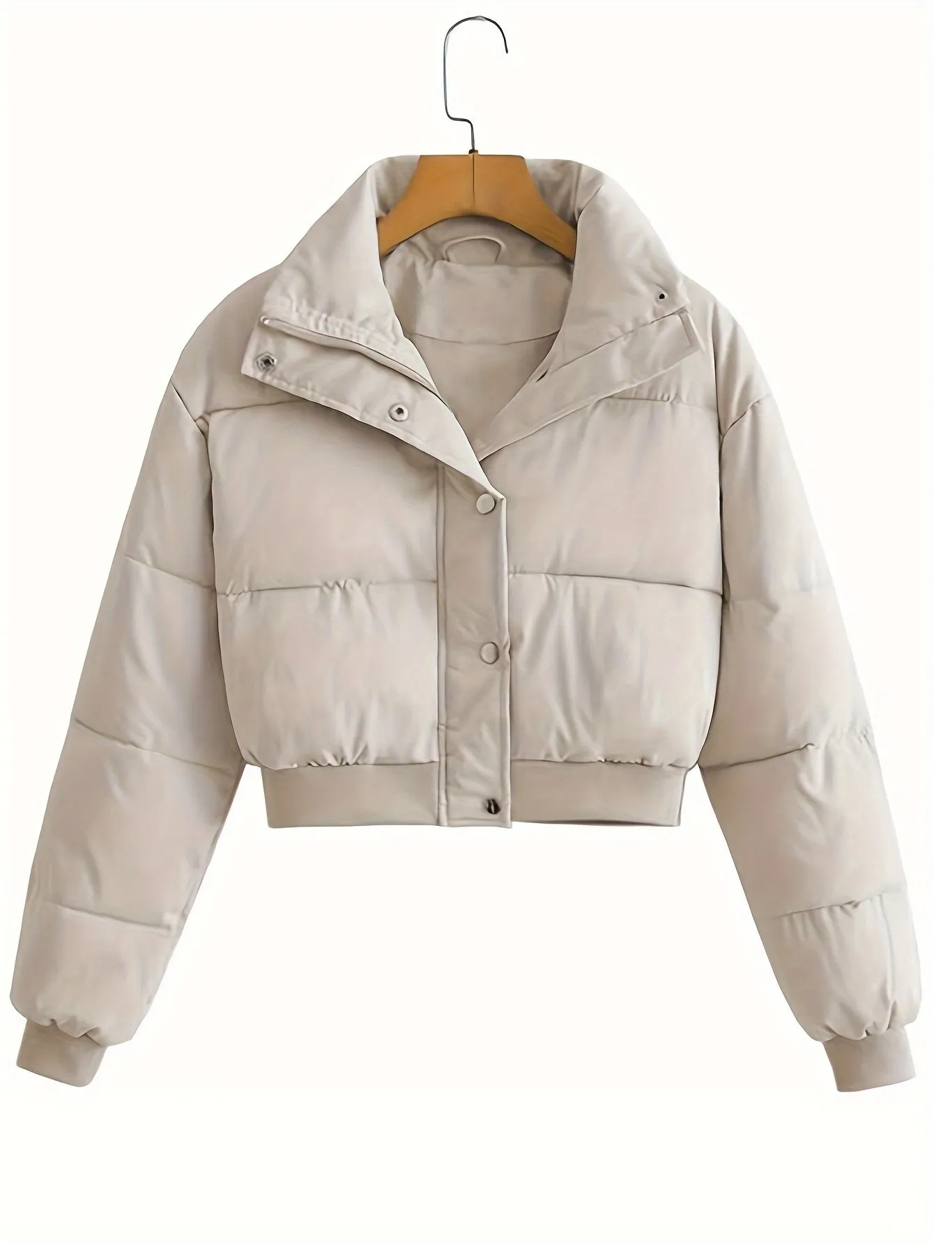 Womens Cropped ZipUp Winter Puffer Jacket