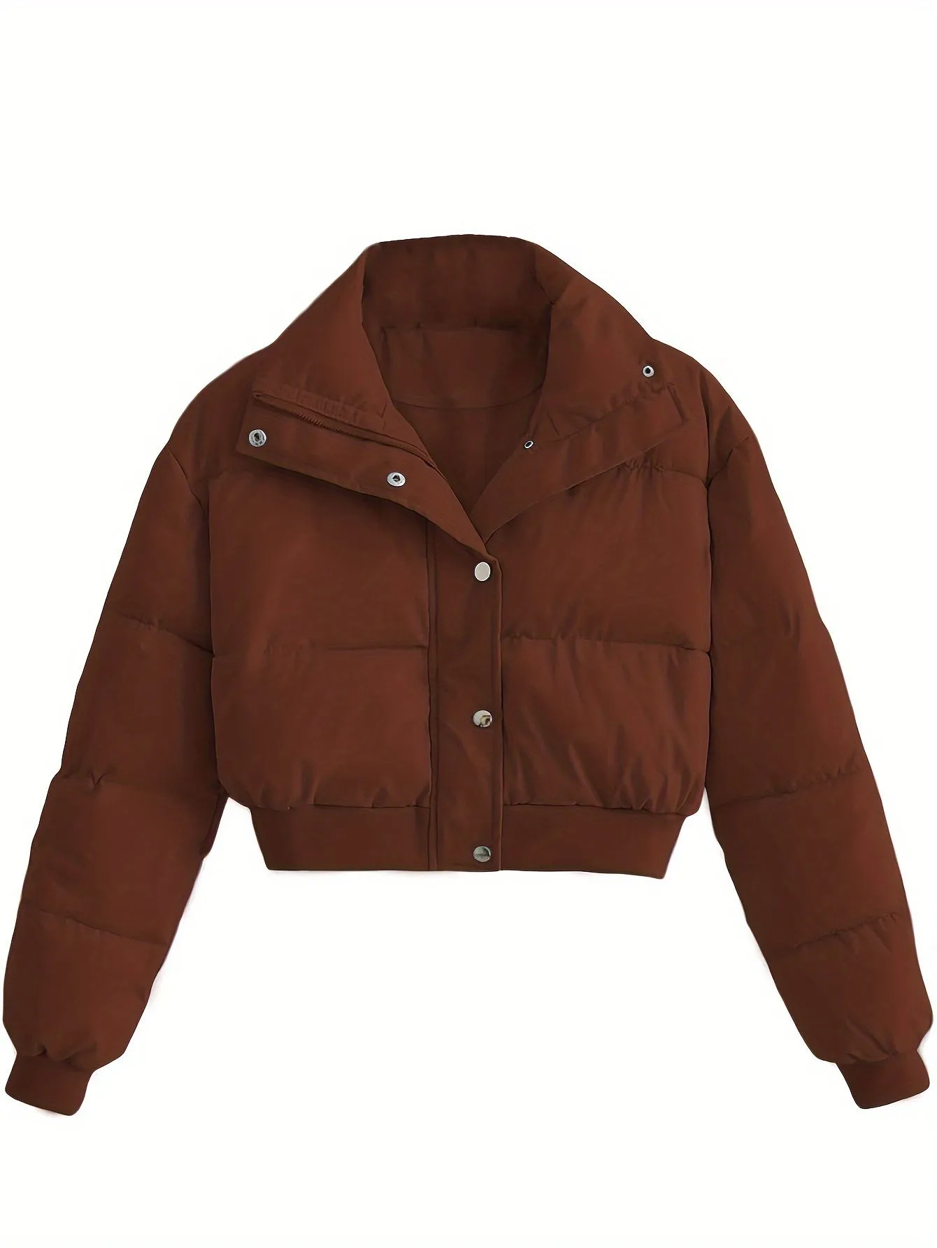 Womens Cropped ZipUp Winter Puffer Jacket