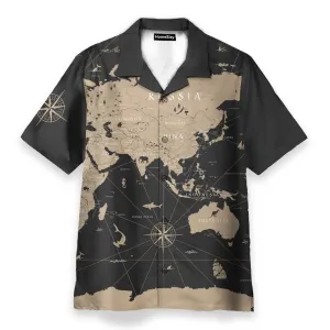 World Map Vintage Men's Button's Up Shirts - Hawaiian Shirt