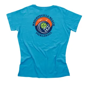 Wrightsville Beach Pickleball Ladies Vintage Casual Cotton Blend T-Shirt - Back Logo