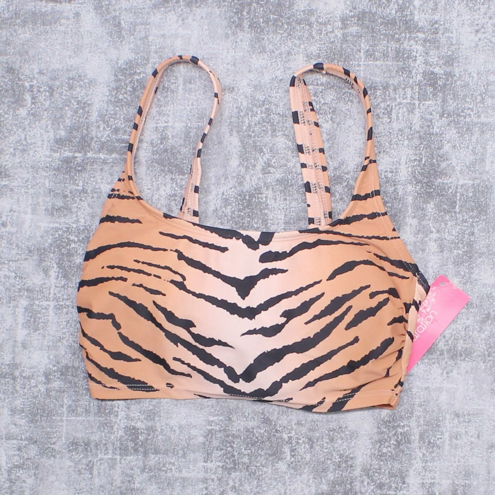 Xhilaration Women's Tiger Print Square Neck Bralette Bikini Swim Top