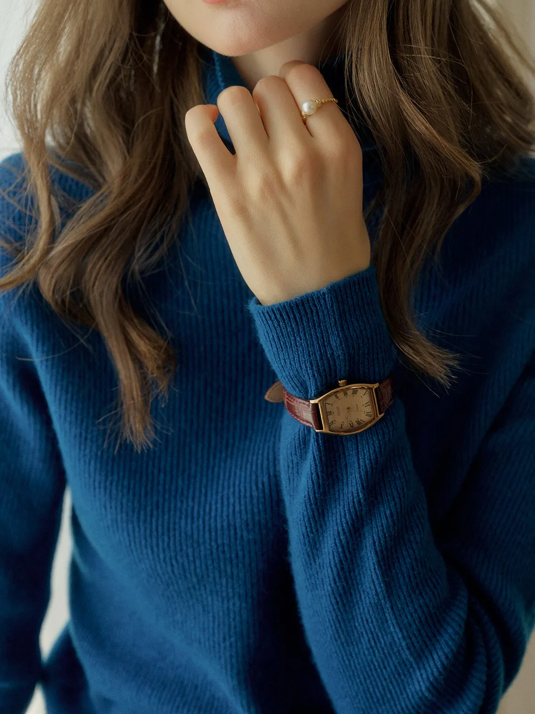 Yasmin Simple Turtleneck Slim Fit Wool Sweater& Cashmere