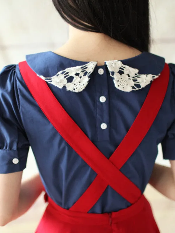 young and beautiful suspenders and skirt