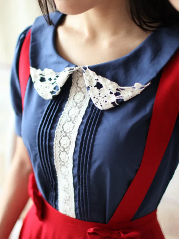young and beautiful suspenders and skirt