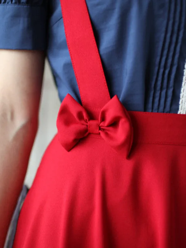 young and beautiful suspenders and skirt